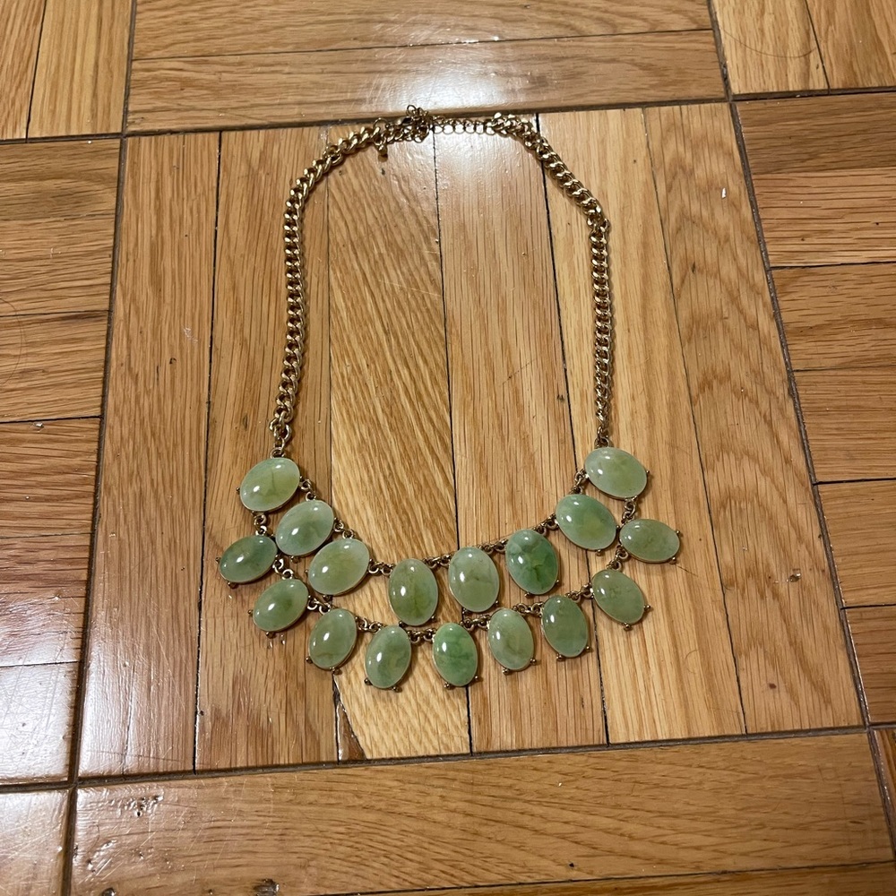 Green Stone Layer Statement Necklace - image 2